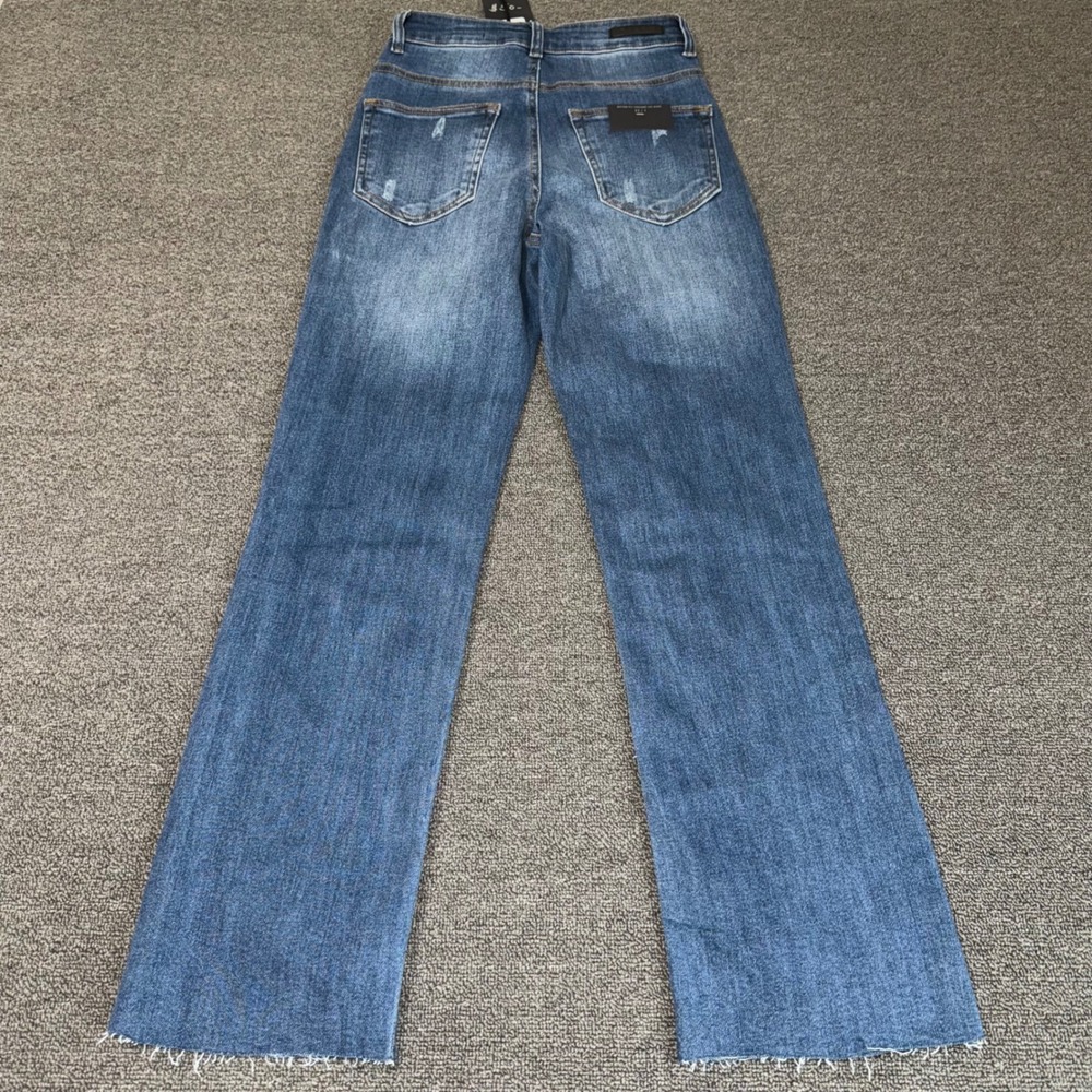 NWT Risen Los Angeles High Rise Straight Leg Jeans Button Fly Raw Hem Size 1 - Picture 4 of 11